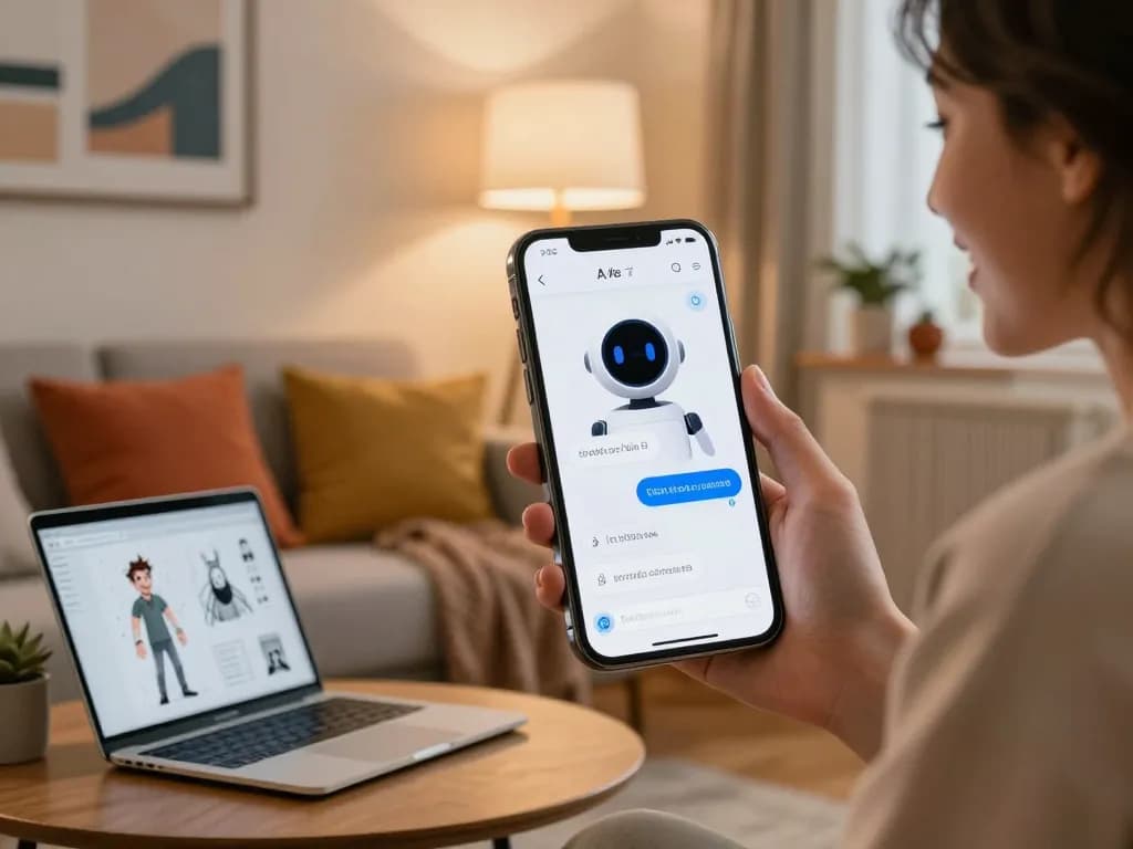 Engaging with crush on AI chatbot while relaxing at home