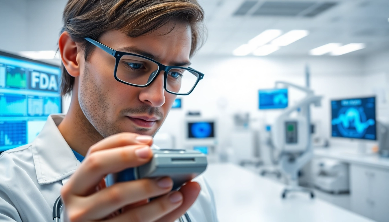 Analisi professionale dei dispositivi medici FDA in un laboratorio moderno.
