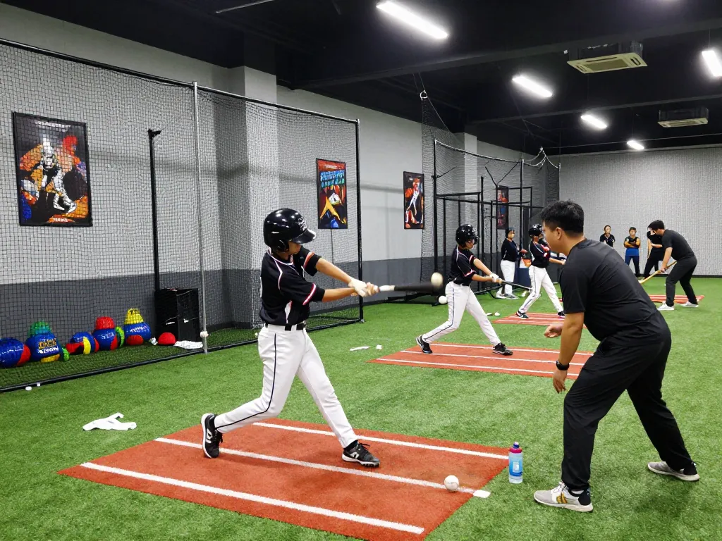 Hitclub athletes training in a modern baseball facility, focused on skill development.