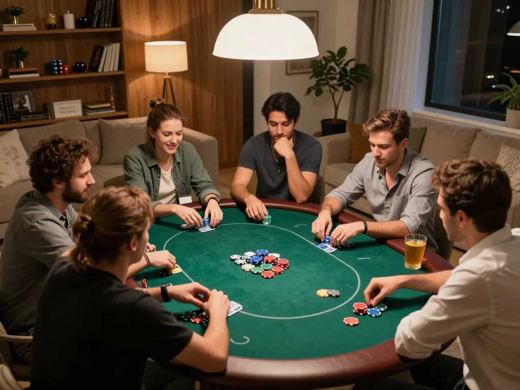 Engage with tubidy music while enjoying a friendly poker night, showcasing competitive gameplay and strategic camaraderie.