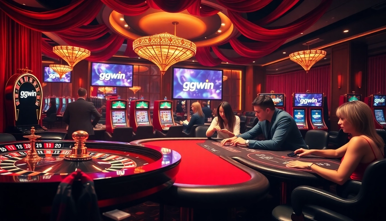 Experience thrilling gameplay at ggwin's luxurious casino, featuring vibrant roulette and stunning slot machines.