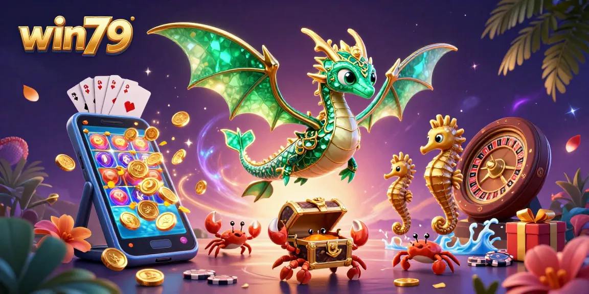 Win79 casino treasures with a vibrant dragon scene and exciting game elements.