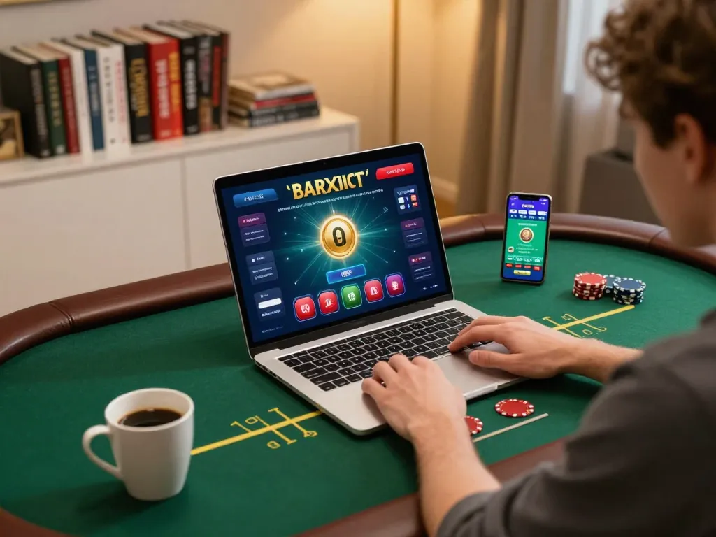 KONG88 user strategizing with a laptop for online poker, capturing the excitement of gaming.