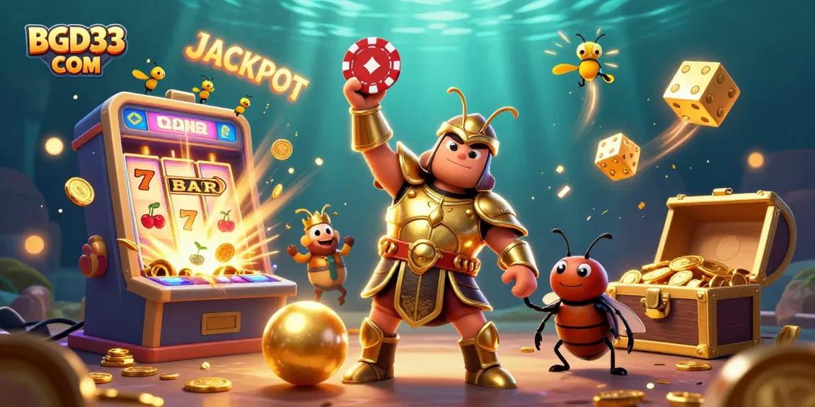 Experience the excitement of BGD33 COM with a dynamic 3D gaming scene featuring jackpot winning elements!
