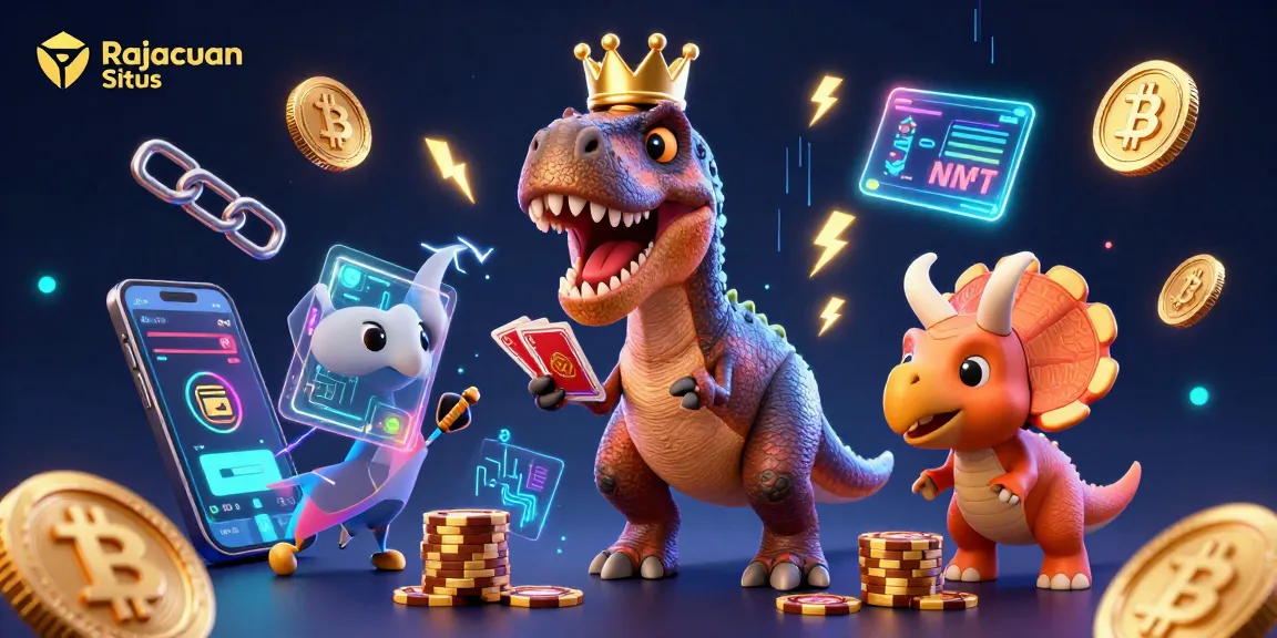 Bermain dengan Rajacuan Situs, dinosaurus lucu mempertaruhkan kepingan emas dalam permainan kasino yang menyenangkan.