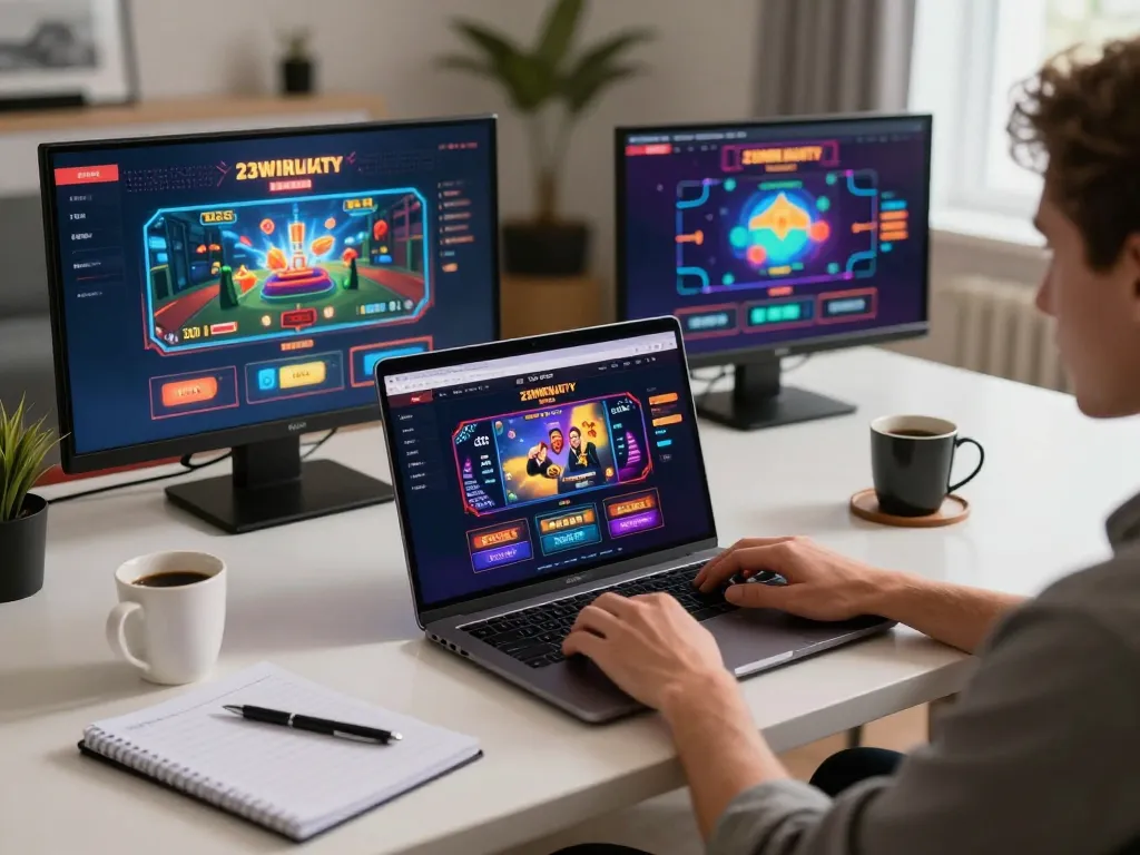 Engaging in strategic gameplay on the 23Win casino platform at home, showcasing responsible gaming.