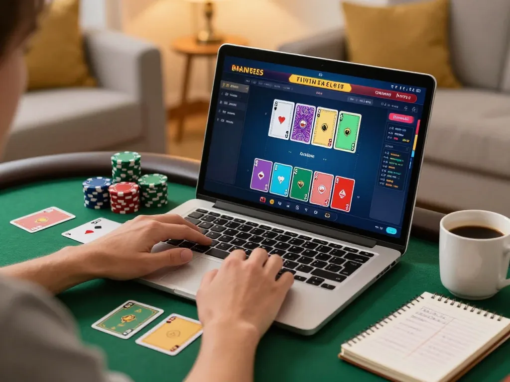 Player logs into tr88 đăng nhập for an exciting online poker game in a cozy home setting
