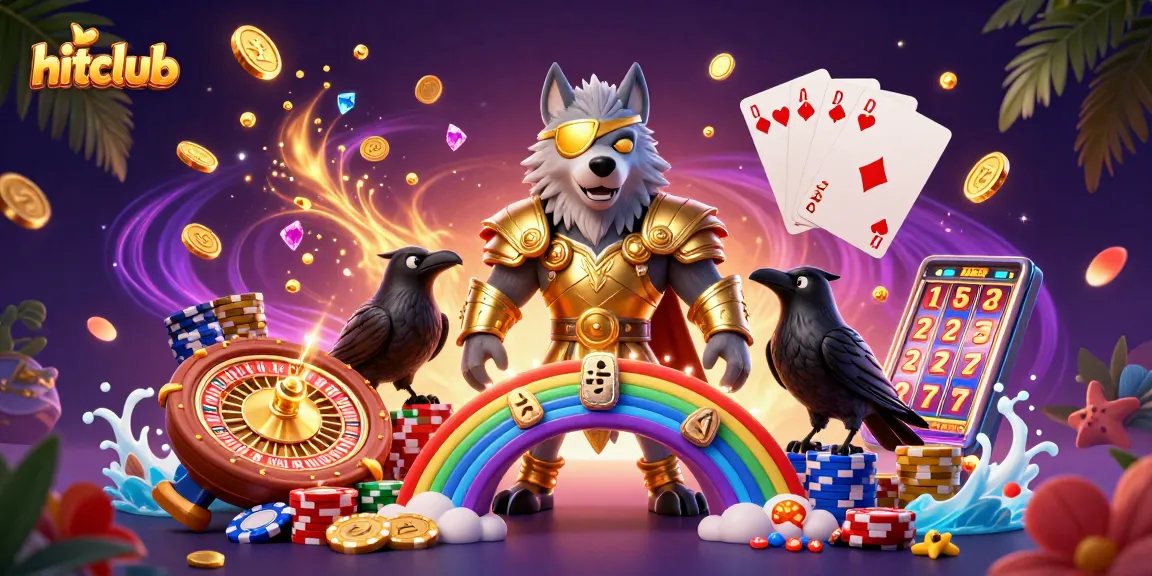 Hitclub showcases engaging gameplay with Odin and ravens amidst casino elements.
