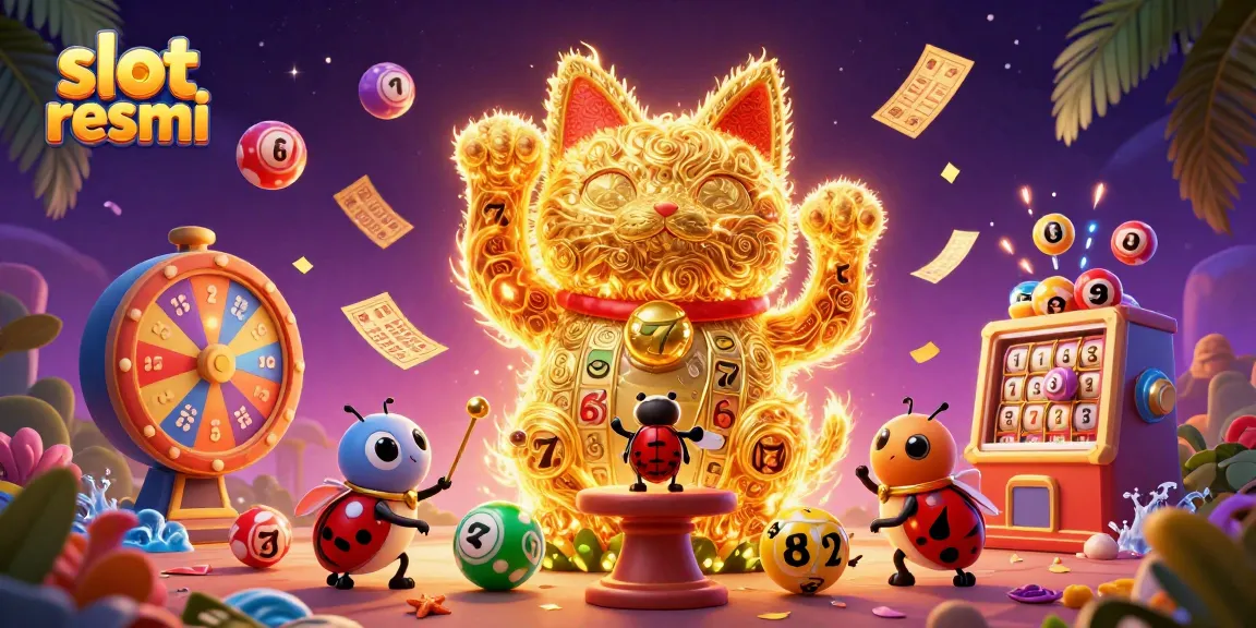 Menangkan jackpot dengan slot resmi dalam ilustrasi 3D bertema kasino yang kaya warna.