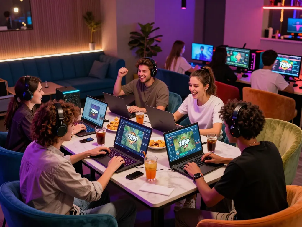 Friends enjoying an engaging gaming session with 789P games in a lively atmosphere.