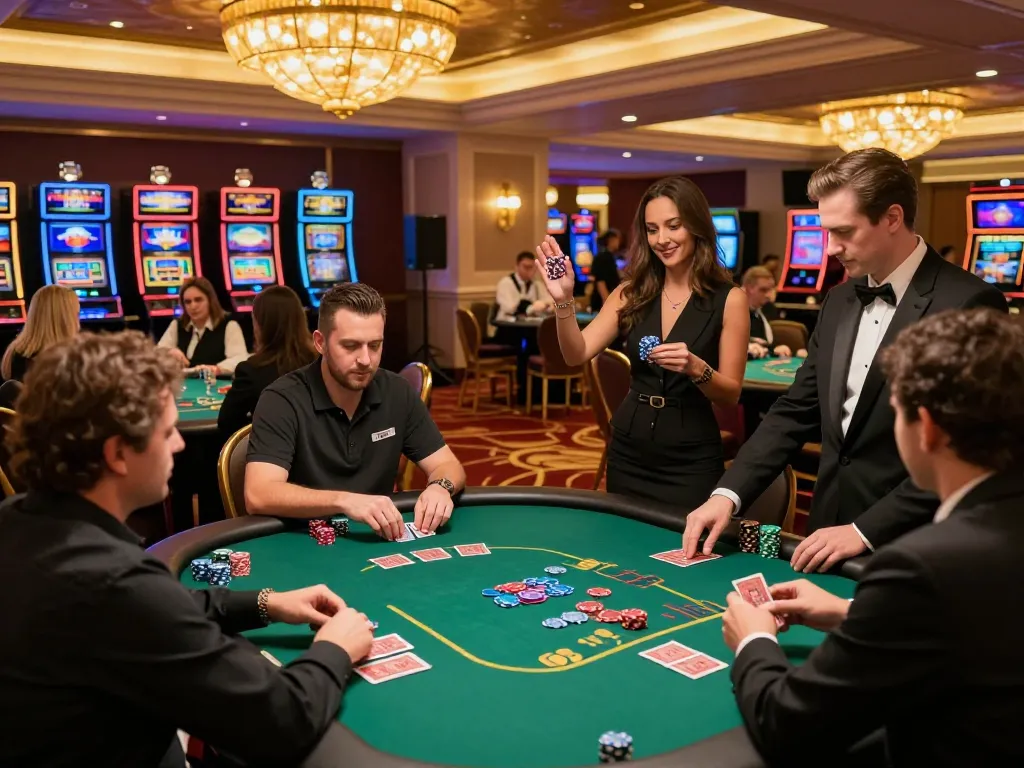 Experience the excitement of rokok 88 blackjack with players engaging in strategic gameplay at an upscale casino.