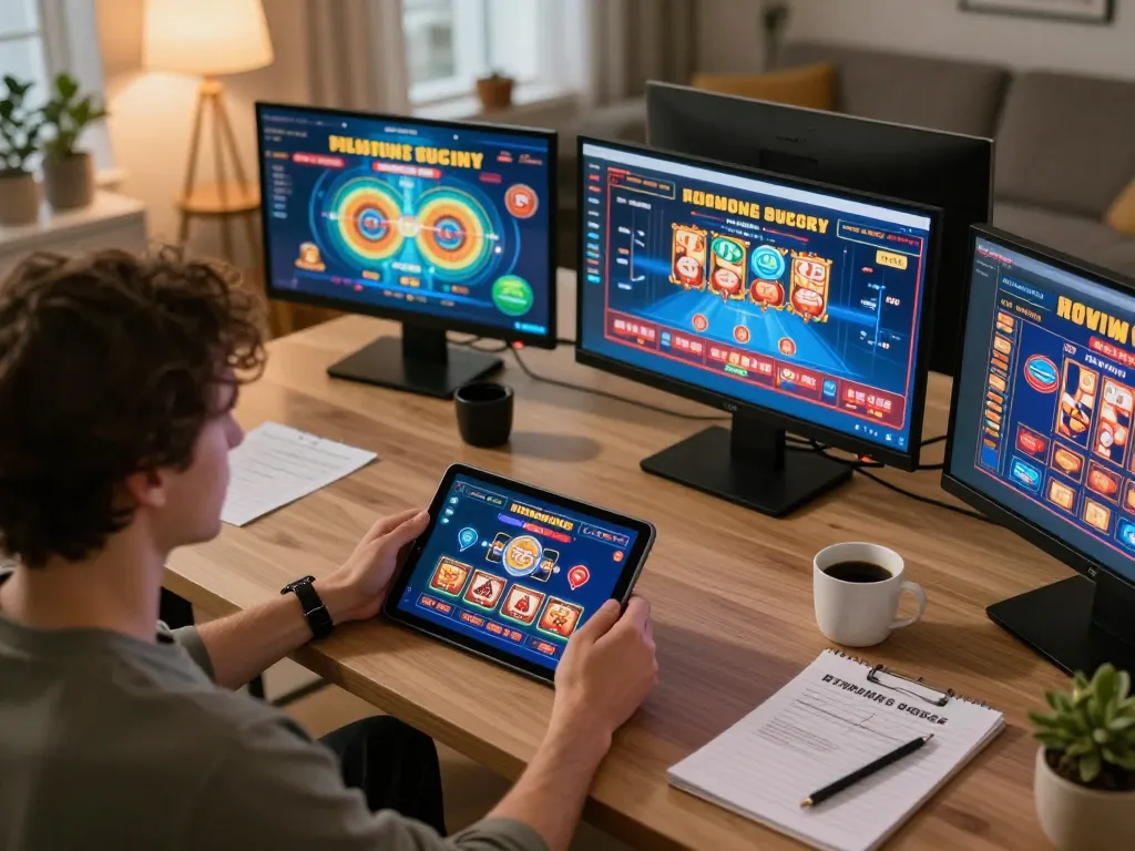 Engaged user exploring exciting games on 88xx casino app in a cozy home setting
