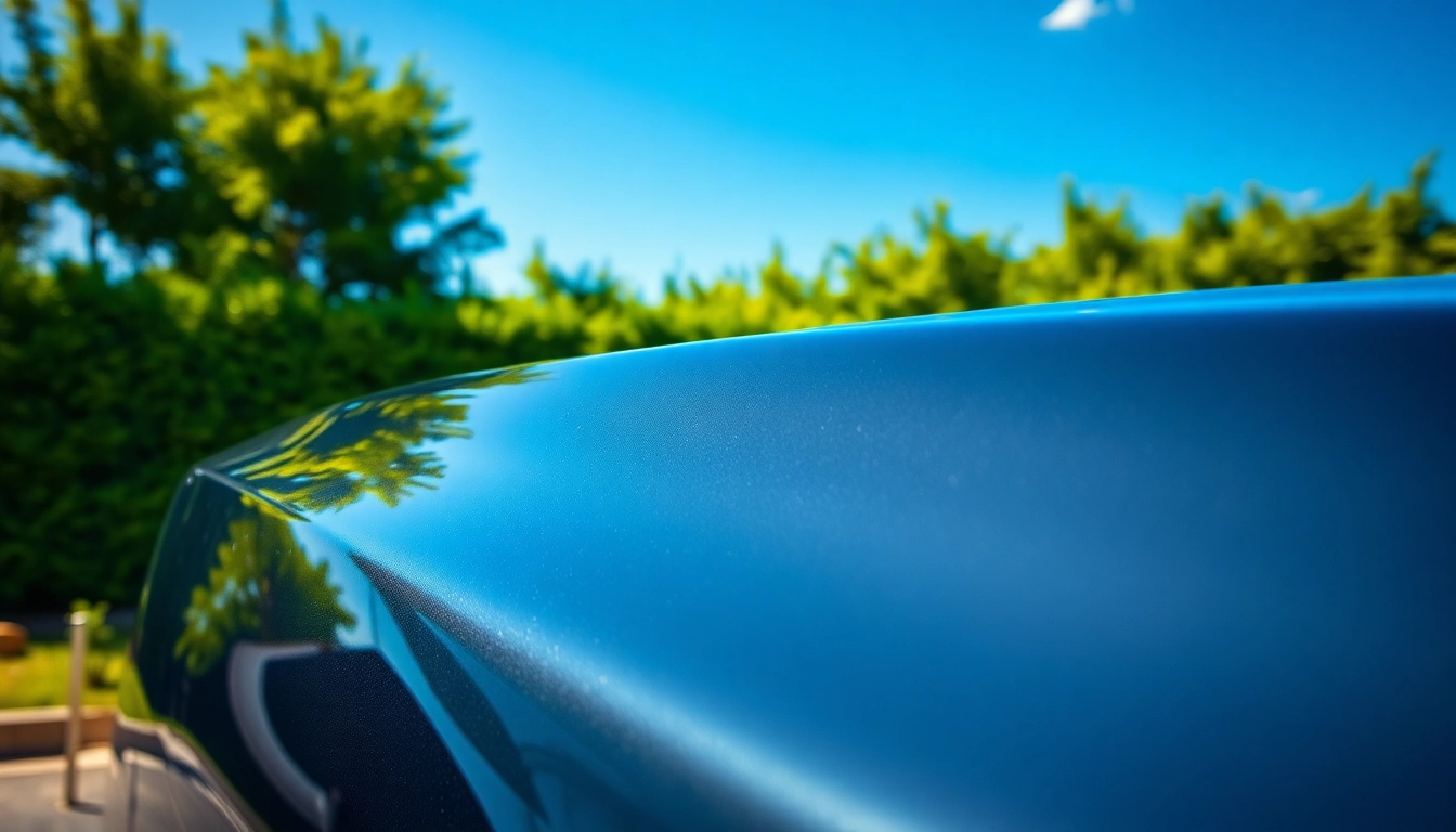See paint protection film near me enhancing a car's shine in bright daylight.