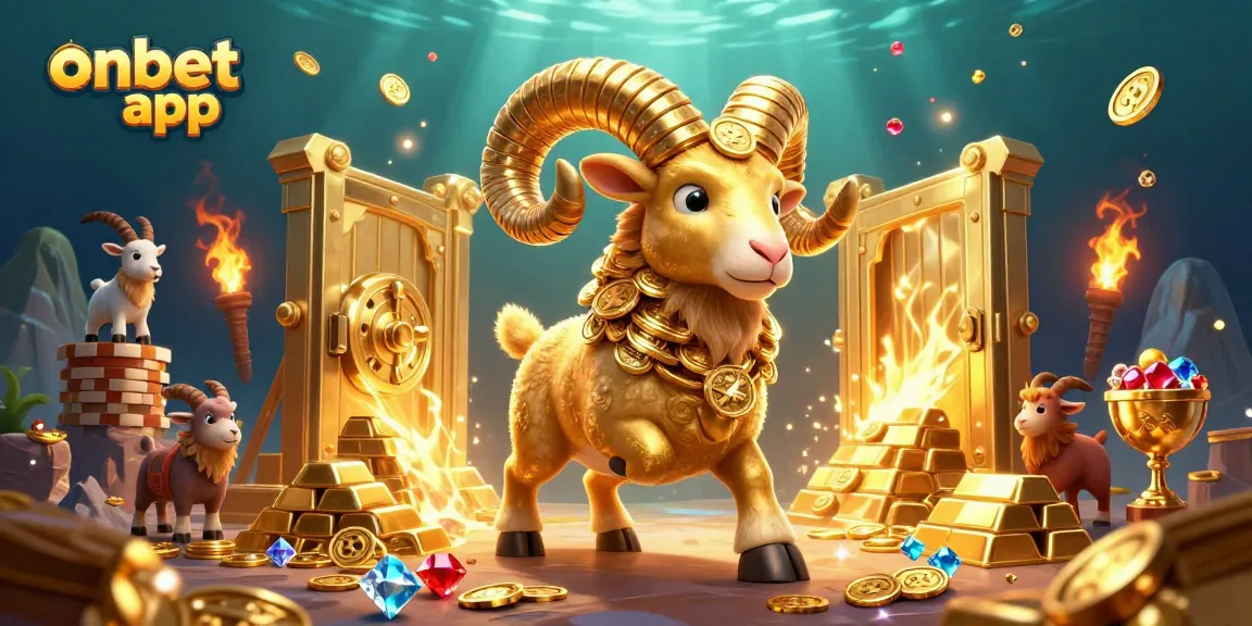 Join the festivities with the onbet app amid a grand 3D digital casino scene filled with treasures.