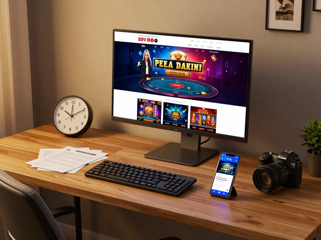 Engaging player enjoying games at 88vv online casino from a stylish home office setup.