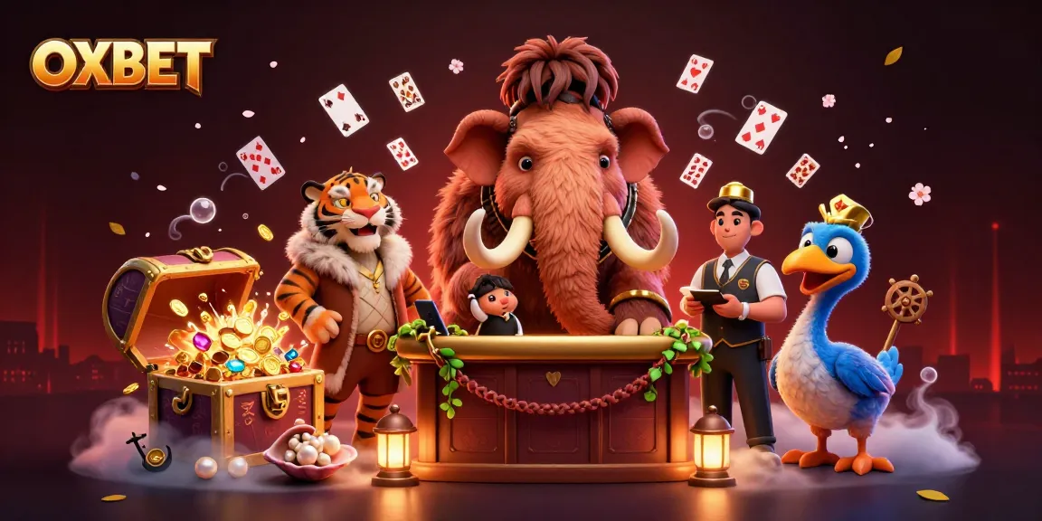 Experience OXBET with a vibrant 3D casino scene featuring unique characters and dynamic gaming elements.