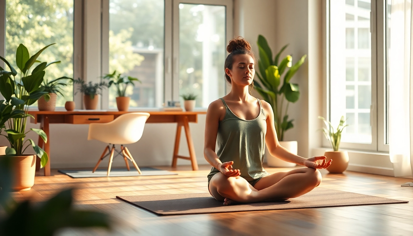 Enhance mental wellness through meditation in a serene workspace setting.