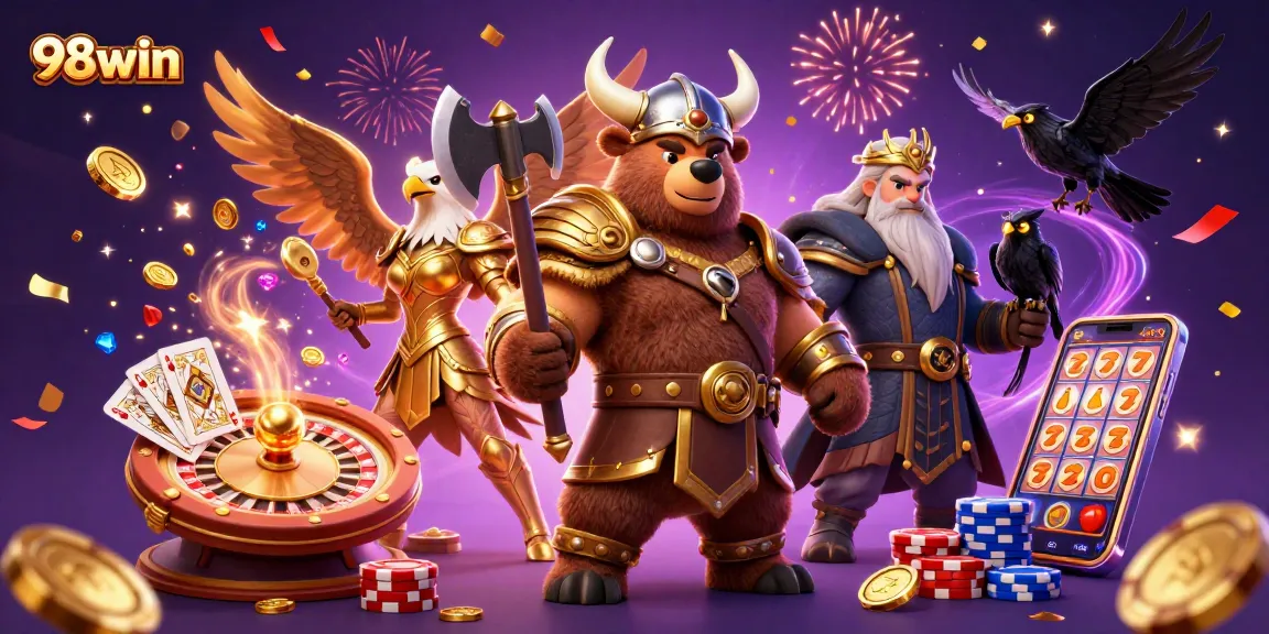 Win big with 98win as you explore dynamic gaming with Vikings, eagles, and casino elements.