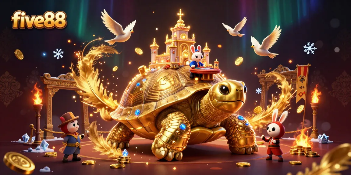 five88 showcases a golden tortoise casino scene with coins and vibrant atmosphere.