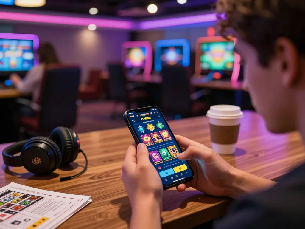 Engaged player using CM88 radio app for online gaming, showcasing a dynamic gambling atmosphere.