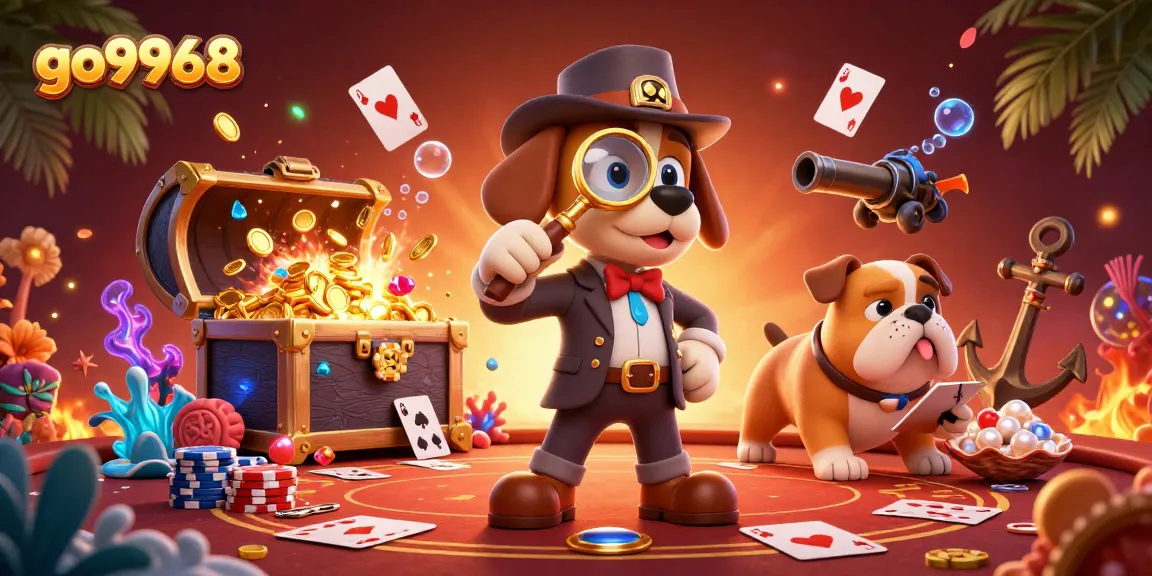 Join the adventure with go9968 as the detective bloodhound uncovers poker clues amidst treasure-filled environments!