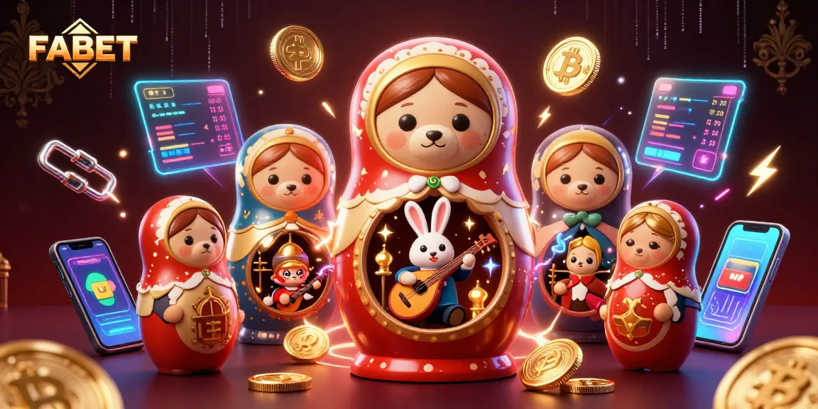 Join the excitement at FABET with vibrant 3D casino elements showcasing crypto and lavish games.
