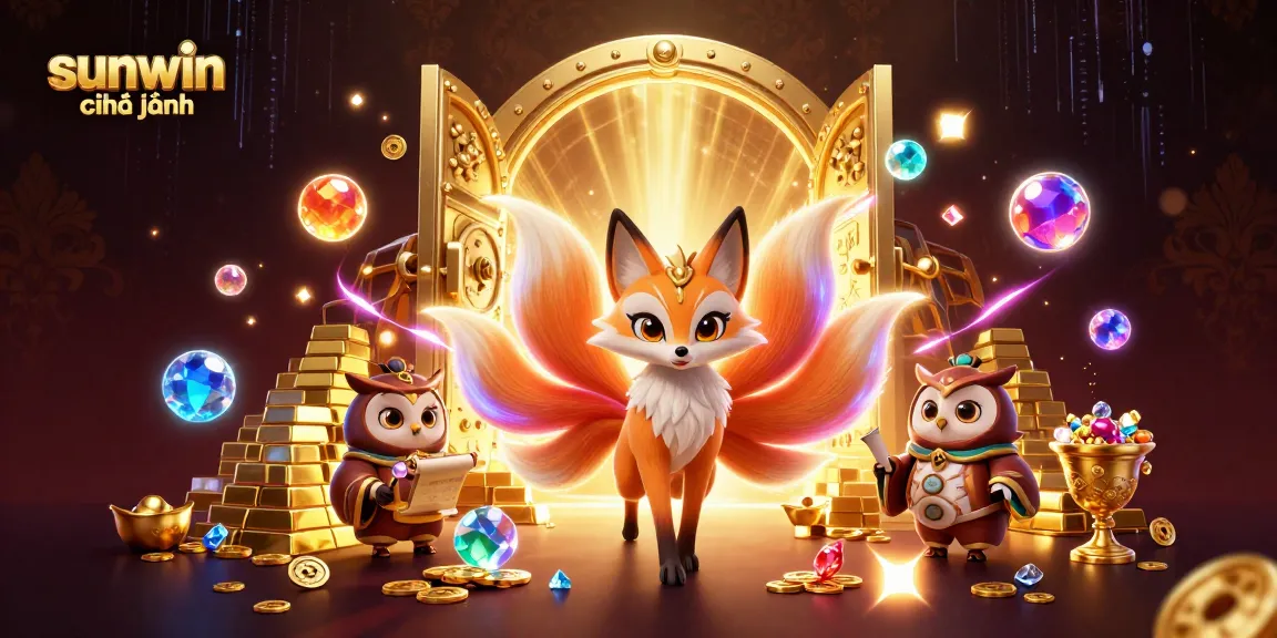 Experience the excitement of sunwin chính hãng with a vibrant illustration featuring casino-themed characters and elements.