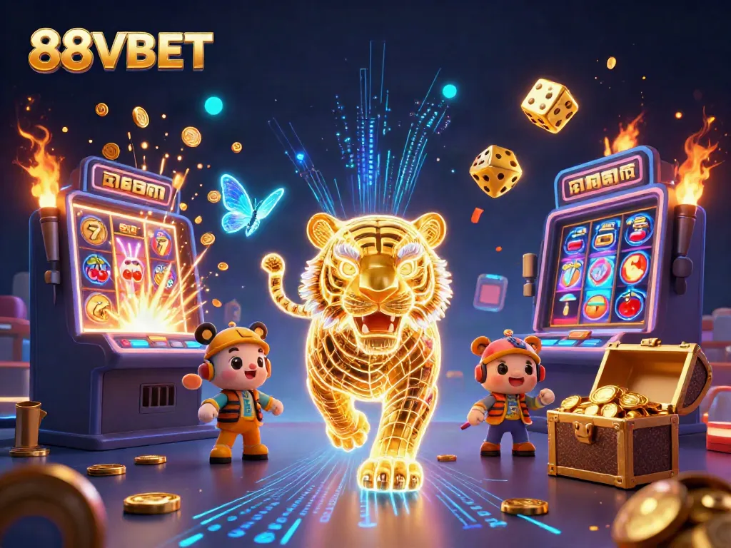 Experience the thrill of winning at 88VBET with a vibrant digital casino scene filled with excitement and energy.