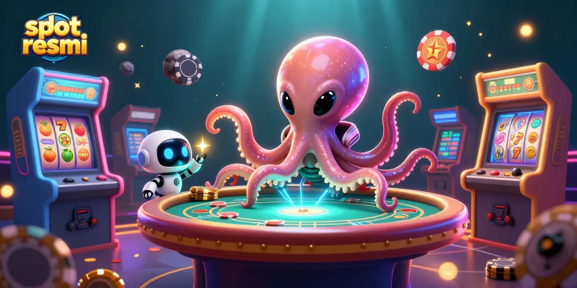 Engage with slot resmi at a holographic poker table with an alien octopus and a robot accomplice.