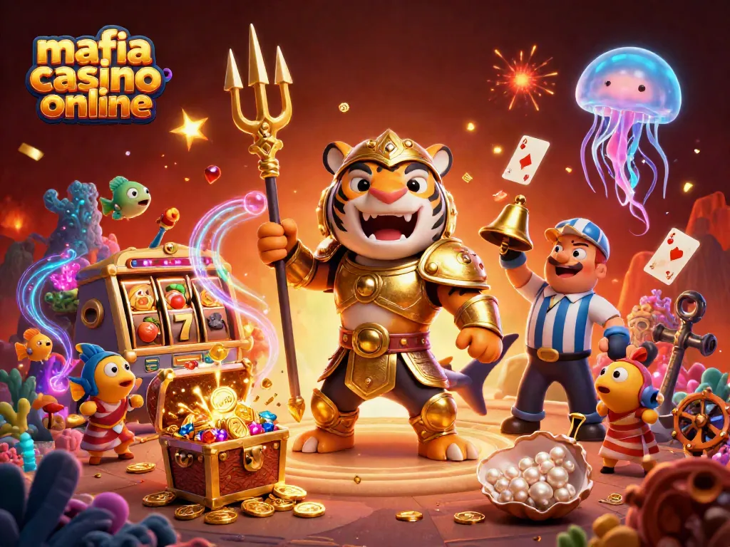 Engage in thrilling gameplay with mafia casino online, featuring exciting slot machines and vibrant underwater elements.