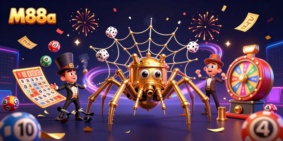 Engage with M88a through vibrant 3D illustration showcasing dynamic casino elements and characters.
