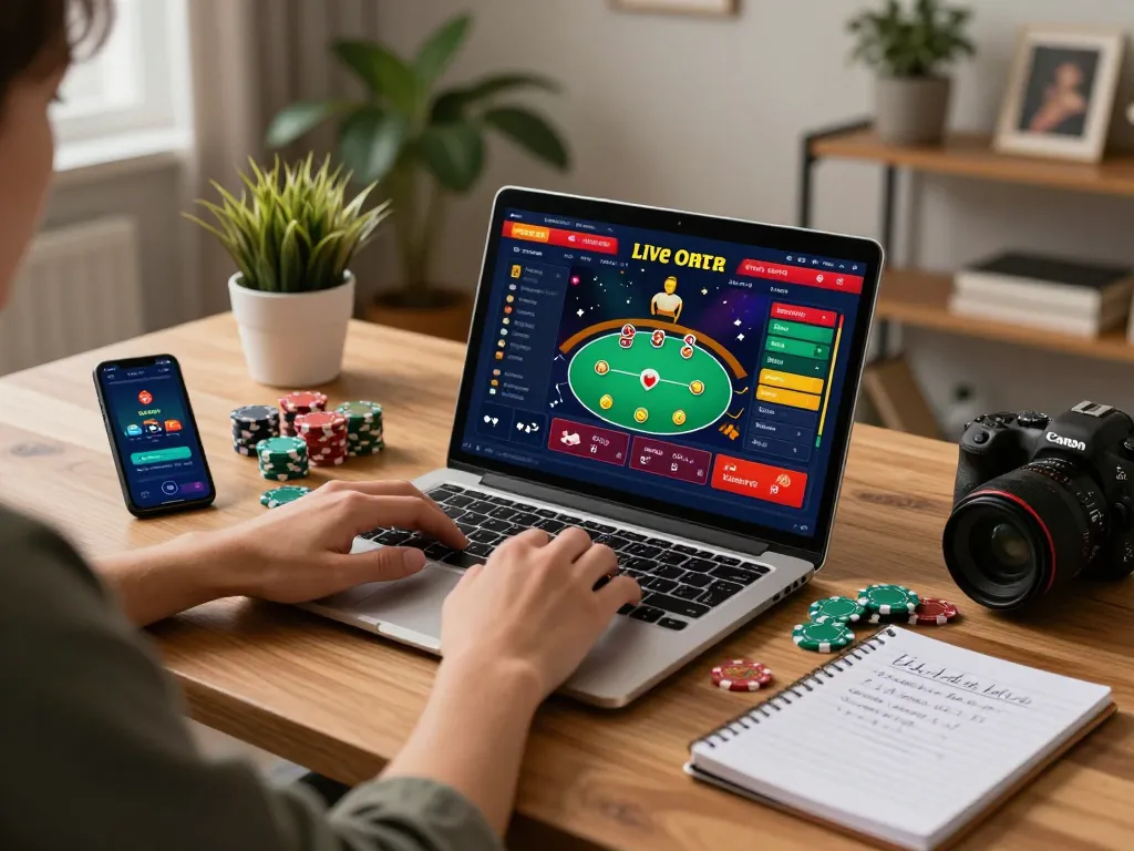 Engaging in online casino gameplay with SV 368 app on laptop and smartphone.