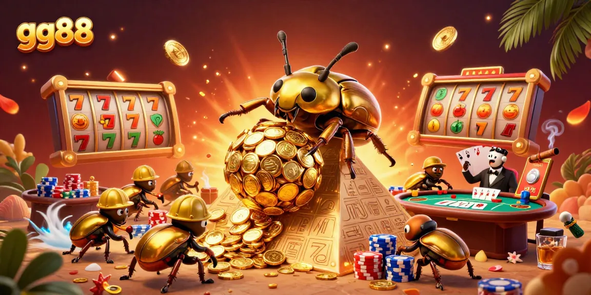 Experience exciting slots and gaming features at gg88, illustrated with gold coins and dynamic casino elements.
