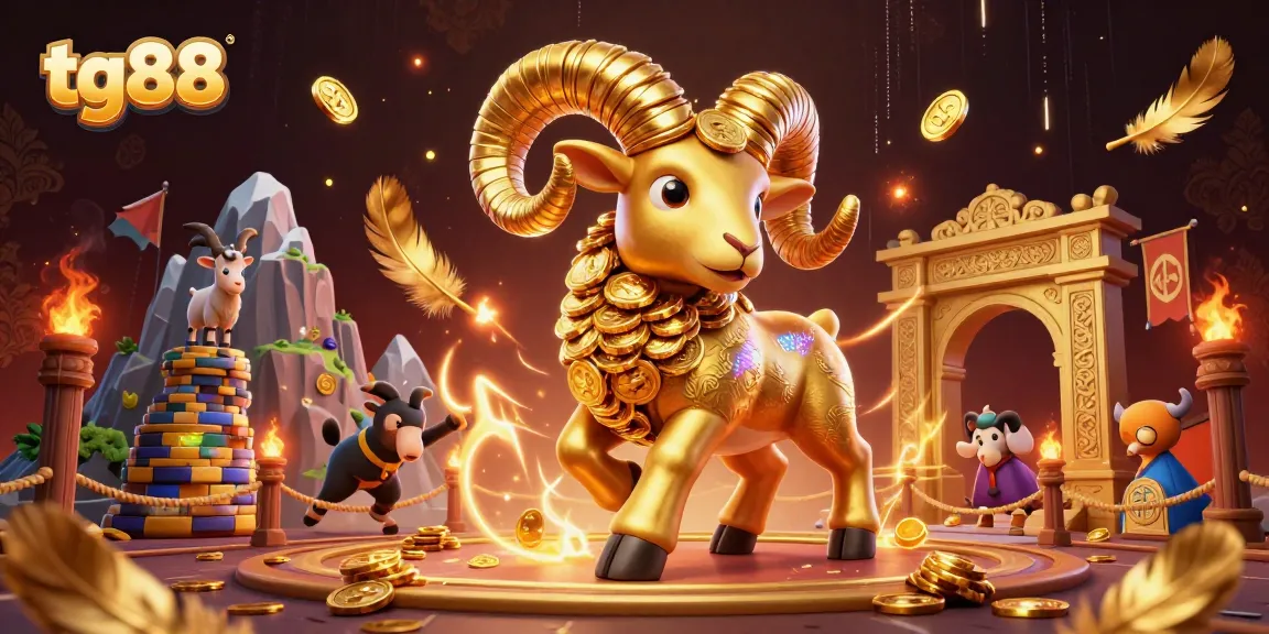 Engage in thrilling gaming at tg88 with our dynamic golden ram charging through a vibrant virtual arena.