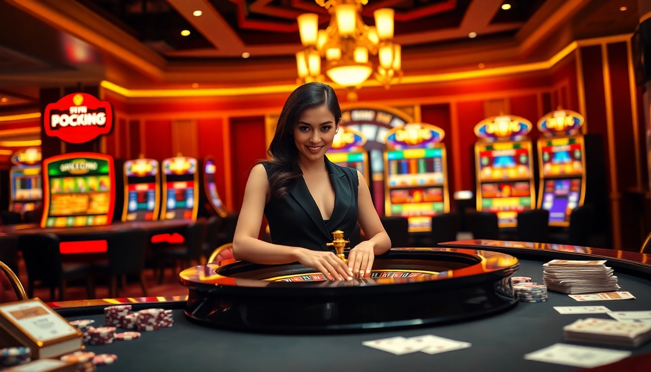 Experience thrilling moments at Nhà cái Luck8 with an exciting casino atmosphere featuring roulette and slot machines.