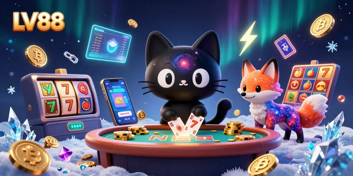 Experience thrilling gameplay at LV88 with a dynamic cosmic casino scene featuring a black hole cat.