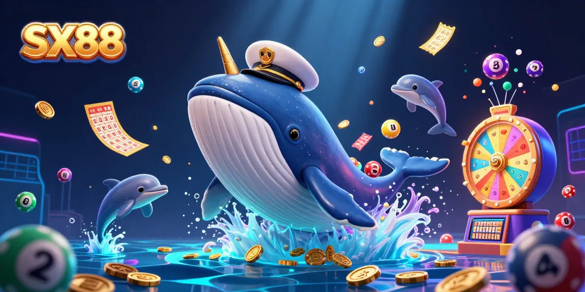 SX88 captivates players with an underwater casino scene featuring whales, poker chips, and dynamic lottery elements.