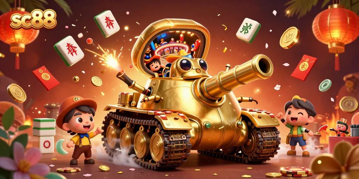 Action-packed scene showcasing sc88's vibrant casino experience with colorful game elements and lively characters.