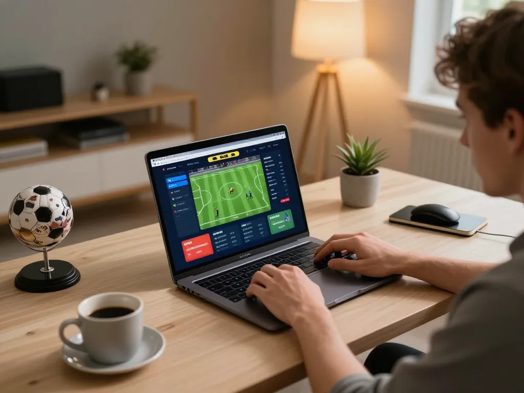 Engaging in sports betting with nhà cái Net88 at a modern home gaming setup