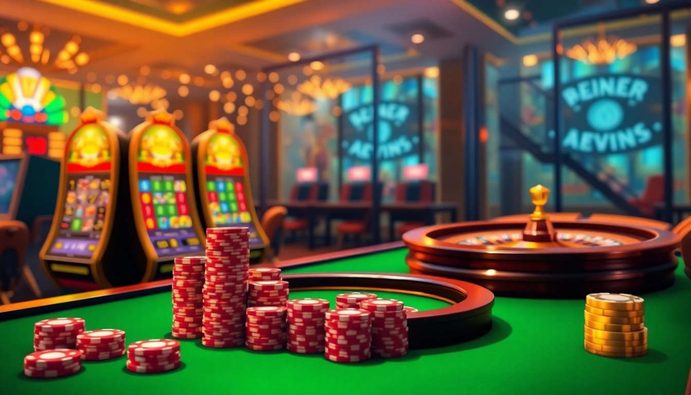Exciting online gambling scene with casino tables and slot machines at https://tg88.name
