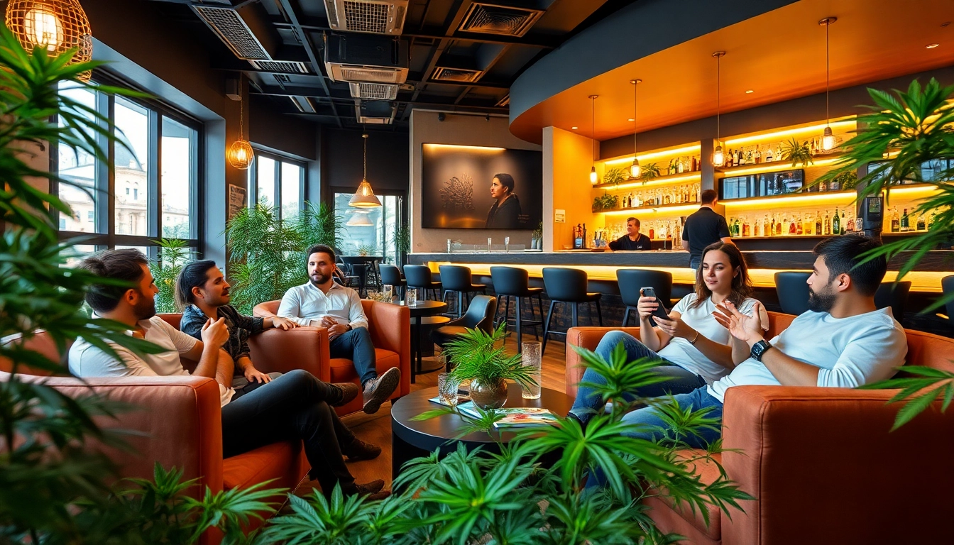 Profitez de l'ambiance sociale au Meltz Cannabis Club Madrid, où les membres se détendent ensemble.