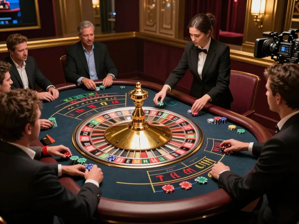 Rusuntogel players strategically betting at an exciting roulette table in a vibrant casino atmosphere.