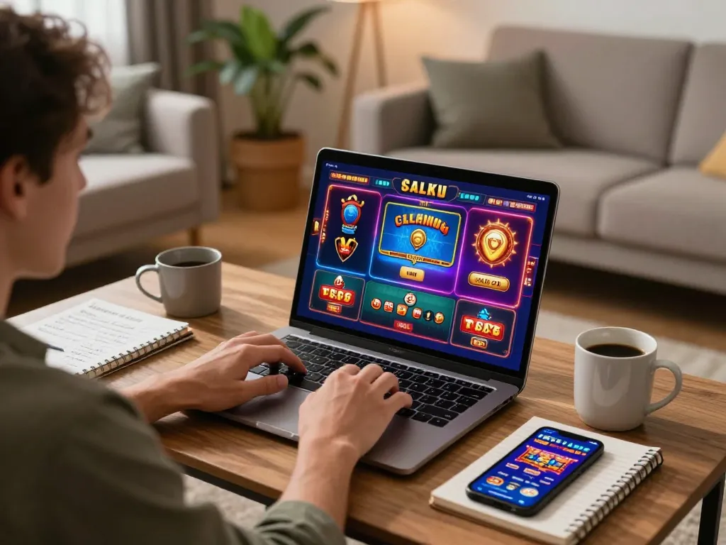 C168 player strategizing with notes while engaging in online casino games at home