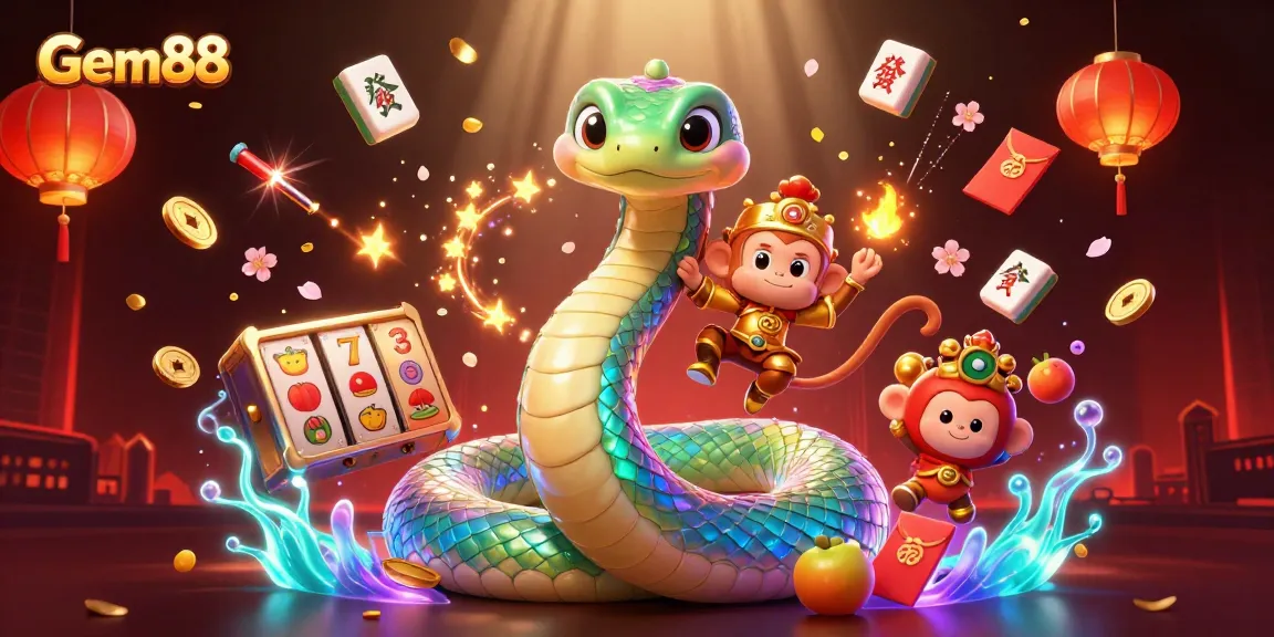Experience vibrant gaming action at Gem88 with colorful characters and dynamic casino elements.
